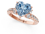 Rose gold Fancy Blue Heart  Diamond Three-Stone Pave Band with Four-Prong Setting_22