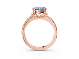 Rose gold Fancy Blue Heart  Diamond Three-Stone Pave Band with Four-Prong Setting_24