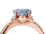 Rose gold Fancy Blue Heart  Diamond Three-Stone Pave Band with Four-Prong Setting_25