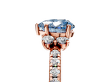 Rose gold Fancy Blue Heart  Diamond Three-Stone Pave Band with Four-Prong Setting_26