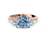 Rose gold Fancy Blue Heart  Diamond Three-Stone Ring with Trapezoid Side Stones and Prong Setting_16