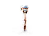Rose gold Fancy Blue Heart  Diamond Three-Stone Ring with Trapezoid Side Stones and Prong Setting_18