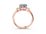 Rose gold Fancy Blue Heart  Diamond Three-Stone Ring with Trapezoid Side Stones and Prong Setting_19