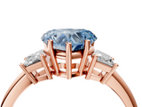 Rose gold Fancy Blue Heart  Diamond Three-Stone Ring with Trapezoid Side Stones and Prong Setting_20