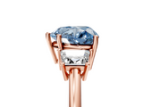 Rose gold Fancy Blue Heart  Diamond Three-Stone Ring with Trapezoid Side Stones and Prong Setting_21