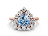 Rose gold Fancy Blue Heart  Halo Cluster Diamond Engagement Ring with Prong Setting and Polished Band_20