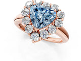 Rose gold Fancy Blue Heart  Halo Cluster Diamond Engagement Ring with Prong Setting and Polished Band_21