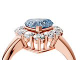 Rose gold Fancy Blue Heart  Halo Cluster Diamond Engagement Ring with Prong Setting and Polished Band_24