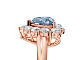 Rose gold Fancy Blue Heart  Halo Cluster Diamond Engagement Ring with Prong Setting and Polished Band_25