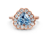 Rose gold Fancy Blue Heart  Halo Cluster Diamond Engagement Ring with Solitaire Band and Prong Setting_49