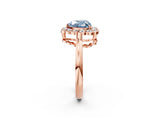 Rose gold Fancy Blue Heart  Halo Cluster Diamond Engagement Ring with Solitaire Band and Prong Setting_51