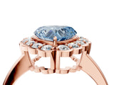 Rose gold Fancy Blue Heart  Halo Cluster Diamond Engagement Ring with Solitaire Band and Prong Setting_53