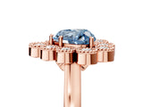 Rose gold Fancy Blue Heart  Halo Diamond Cluster Engagement Ring with Milgrain Bezel Setting and Solitaire Band_56