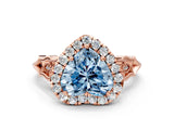 Rose gold Fancy Blue Heart  Halo Diamond Engagement Ring with Filigree Band and Four-Prong Setting_81