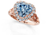 Rose gold Fancy Blue Heart  Halo Diamond Engagement Ring with Filigree Band and Four-Prong Setting_82