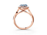 Rose gold Fancy Blue Heart  Halo Diamond Engagement Ring with Filigree Band and Four-Prong Setting_84