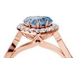 Rose gold Fancy Blue Heart  Halo Diamond Engagement Ring with Filigree Band and Four-Prong Setting_85