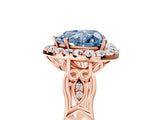 Rose gold Fancy Blue Heart  Halo Diamond Engagement Ring with Filigree Band and Four-Prong Setting_86