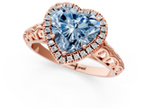 Rose gold Fancy Blue Heart  Halo Diamond Engagement Ring with Intricate Filigree Band and Four-Prong Setting_38