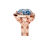 Rose gold Fancy Blue Heart  Halo Diamond Engagement Ring with Intricate Filigree Band and Four-Prong Setting_42