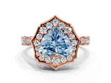 Rose gold Fancy Blue Heart  Halo Diamond Engagement Ring with Milgrain Band and Four-Prong Setting_37
