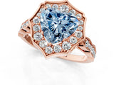 Rose gold Fancy Blue Heart  Halo Diamond Engagement Ring with Milgrain Band and Four-Prong Setting_38