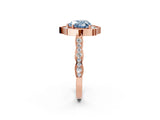 Rose gold Fancy Blue Heart  Halo Diamond Engagement Ring with Milgrain Band and Four-Prong Setting_39