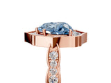 Rose gold Fancy Blue Heart  Halo Diamond Engagement Ring with Milgrain Band and Four-Prong Setting_42