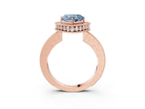 Rose gold Fancy Blue Heart  Halo Diamond Engagement Ring with Milgrain Pave Band and Four-Prong Setting_60