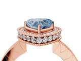 Rose gold Fancy Blue Heart  Halo Diamond Engagement Ring with Milgrain Pave Band and Four-Prong Setting_61