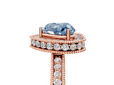 Rose gold Fancy Blue Heart  Halo Diamond Engagement Ring with Milgrain Pave Band and Four-Prong Setting_62