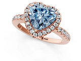 Rose gold Fancy Blue Heart  Halo Diamond Engagement Ring with Pavé Band and Four-Prong Setting_52