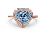 Rose gold Fancy Blue Heart  Halo Diamond Engagement Ring with Solitaire Band and Four-Prong Setting_20