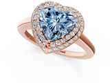 Rose gold Fancy Blue Heart  Halo Diamond Engagement Ring with Solitaire Band and Four-Prong Setting_21