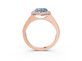 Rose gold Fancy Blue Heart  Halo Diamond Engagement Ring with Solitaire Band and Four-Prong Setting_23