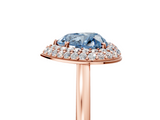 Rose gold Fancy Blue Heart  Halo Diamond Engagement Ring with Solitaire Band and Four-Prong Setting_25
