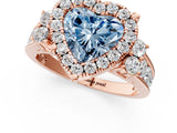 Rose gold Fancy Blue Heart  Halo Diamond Engagement Ring with Split Shank and Four-Prong Setting 1