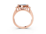 Rose gold Fancy Blue Heart  Halo Diamond Engagement Ring with Split Shank and Four-Prong Setting 3