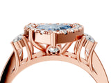 Rose gold Fancy Blue Heart  Halo Diamond Engagement Ring with Split Shank and Four-Prong Setting 4