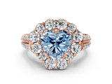 Rose gold Fancy Blue Heart  Halo Diamond Engagement Ring with Split Shank and Prong Setting_67
