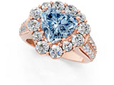 Rose gold Fancy Blue Heart  Halo Diamond Engagement Ring with Split Shank and Prong Setting_68