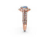 Rose gold Fancy Blue Heart  Halo Diamond Engagement Ring with Split Shank and Prong Setting_69