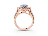 Rose gold Fancy Blue Heart  Halo Diamond Engagement Ring with Split Shank and Prong Setting_70