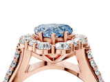 Rose gold Fancy Blue Heart  Halo Diamond Engagement Ring with Split Shank and Prong Setting_71