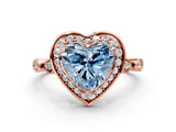 Rose gold Fancy Blue Heart  Halo Diamond Engagement Ring with Twisted Band and Four-Prong Setting 1