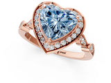 Rose gold Fancy Blue Heart  Halo Diamond Engagement Ring with Twisted Band and Four-Prong Setting 2