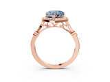 Rose gold Fancy Blue Heart  Halo Diamond Engagement Ring with Twisted Band and Four-Prong Setting 4