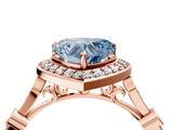 Rose gold Fancy Blue Heart  Halo Diamond Engagement Ring with Twisted Band and Four-Prong Setting 5