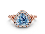 Rose gold Fancy Blue Heart  Halo Diamond Engagement Ring with Vintage-Inspired Band and Four-Prong Setting_3