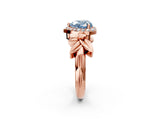 Rose gold Fancy Blue Heart  Halo Diamond Floral Band with Four-Prong Setting_57